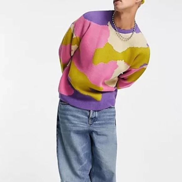 ASOS Other - ASOS Design Oversized Camo Sweater In Pink
